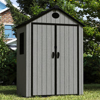 6ft Grey Wood Grain Tool Shed with Apex Roof & Lockable Door
