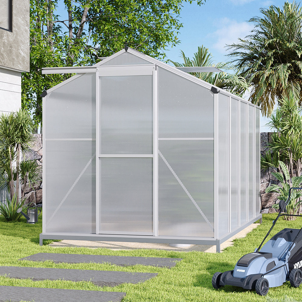 Spacious 10x6ft Greenhouse with Base in Backyard Garden – Modern and Weatherproof Design for All Seasons