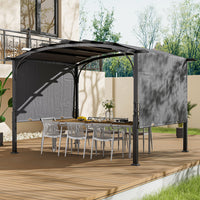 Modern Steel Garden Gazebo Providing Shade in Outdoor Backyard Setting