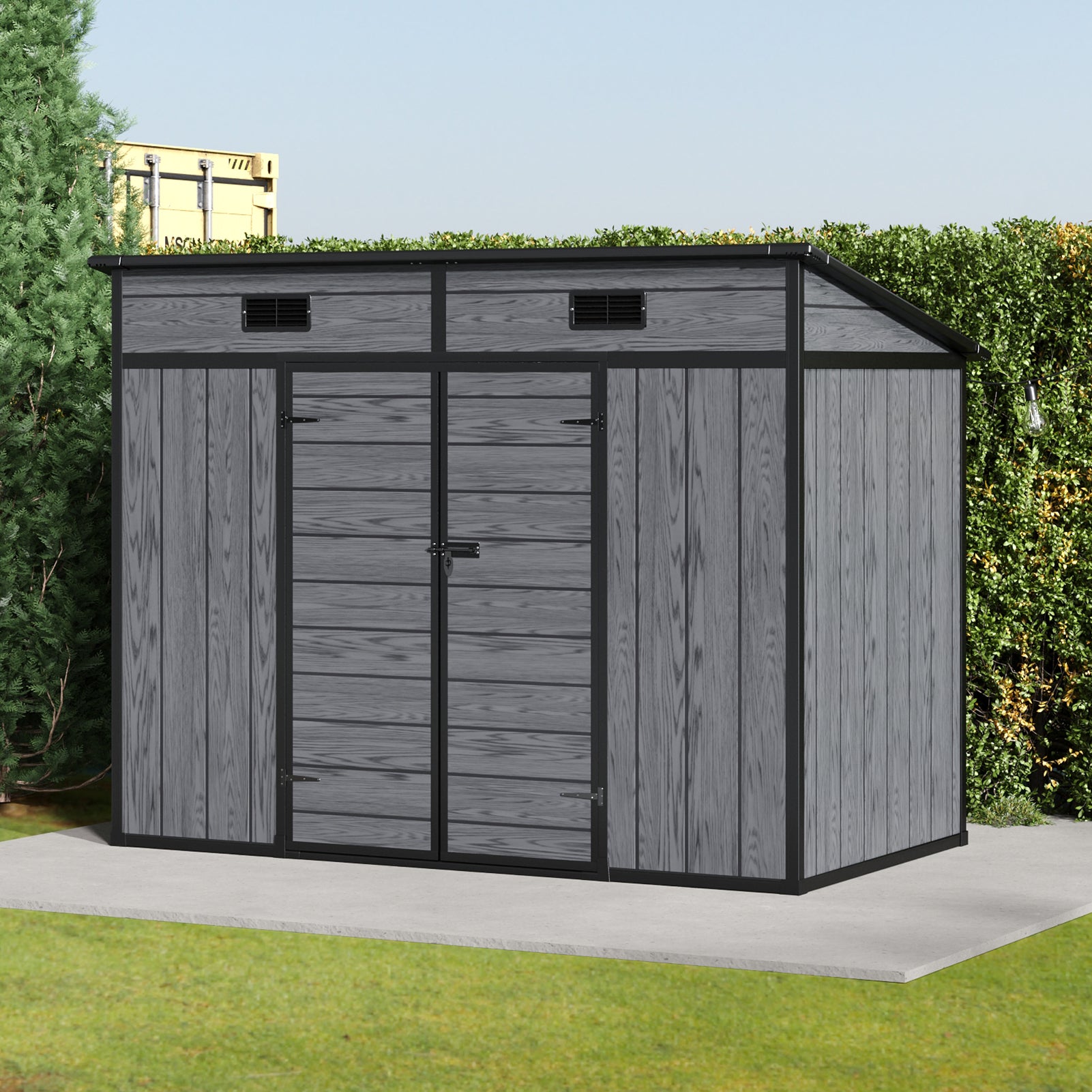 6/7x4ft Garden Storage Shed with Window Double Doors and Floor