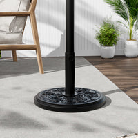 Vintage Freestanding Cement Parasol Base with Floral Pattern