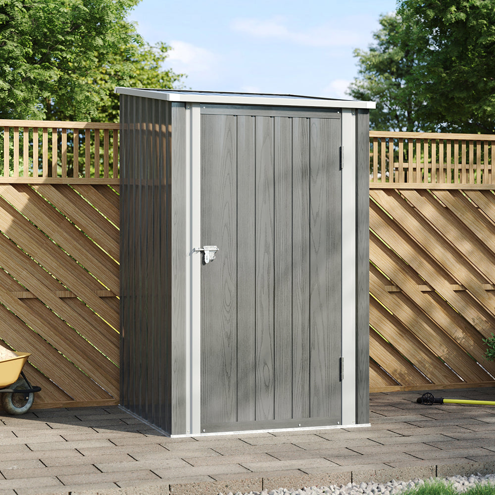 3x3ft Zinc Steel Garden Storage Shed with Pent Roof & Lockable Door