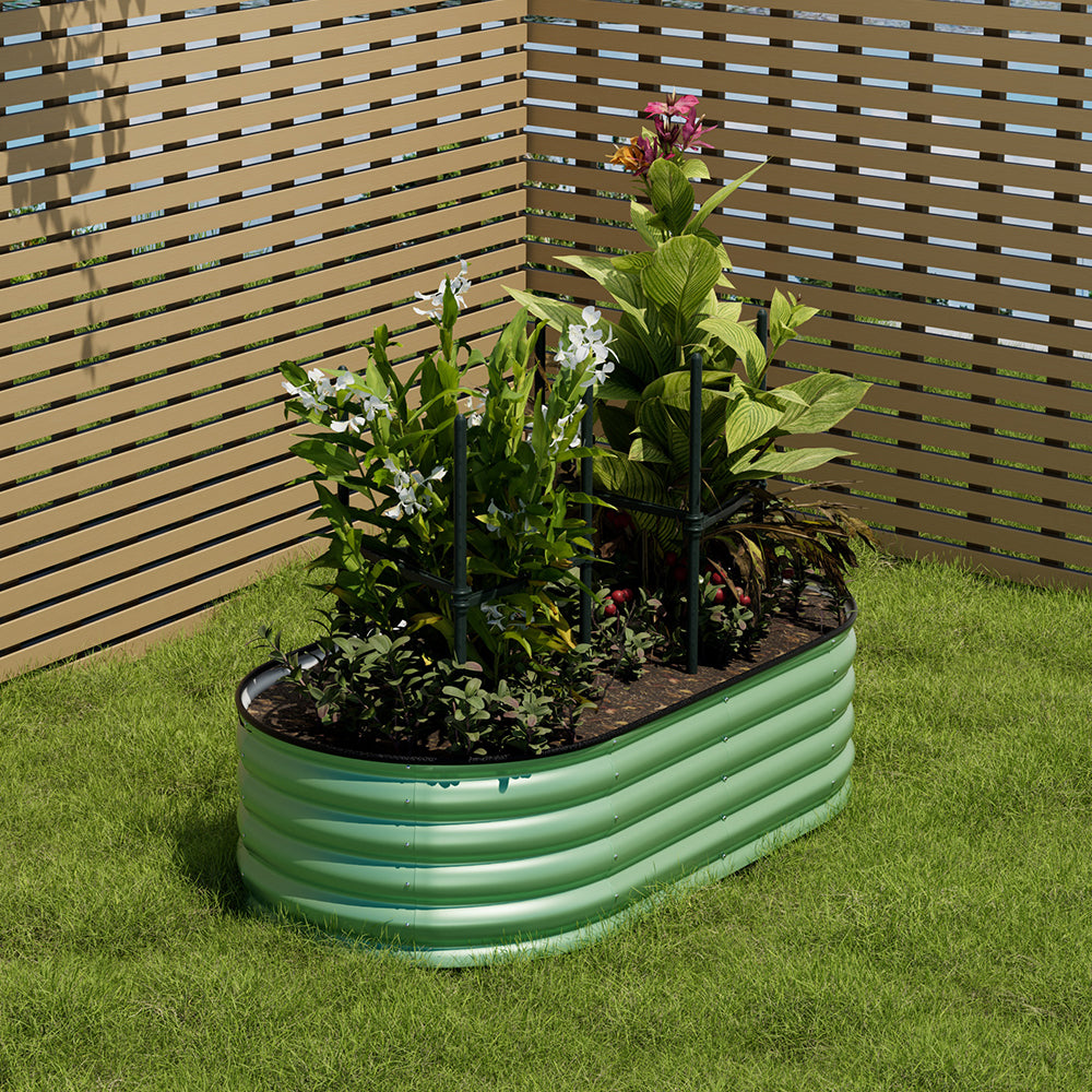 Light green galvanized steel garden raised bed – weather-resistant, easy assembly for outdoor gardening