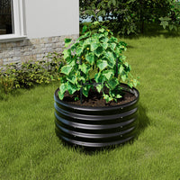 Anthracite round raised garden bed in outdoor garden setting – ideal for growing herbs, flowers, and vegetables