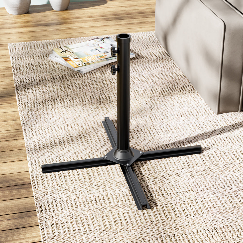 Black Metal Free Standing Parasol Umbrella Cross Base