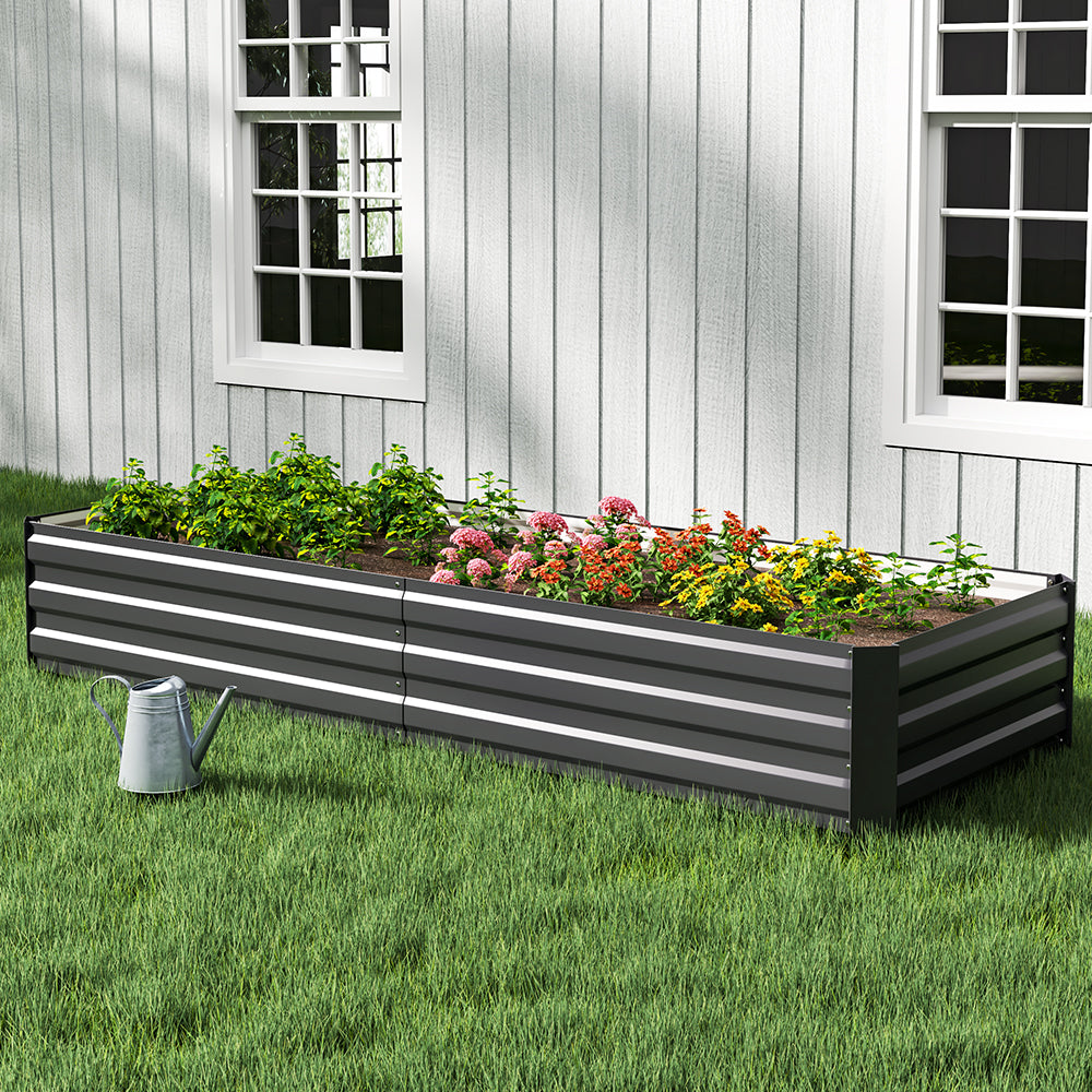Rectangular galvanized steel raised bed outdoor planter box – weatherproof garden box for vegetables and flowers
