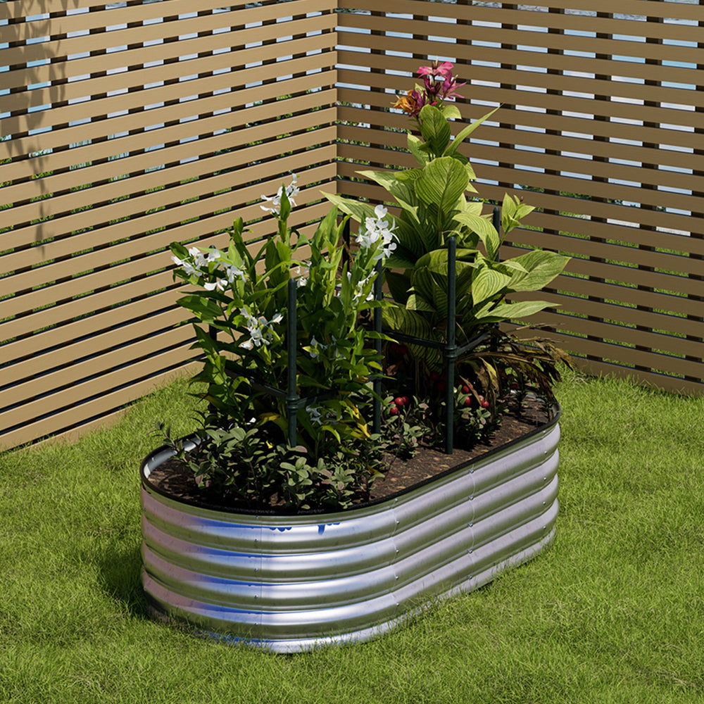 Galvanized silver steel garden raised bed – easy to assemble, weatherproof for long-lasting outdoor use