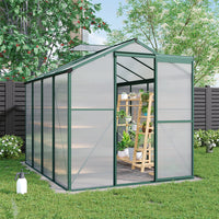 8x6ft aluminium frame greenhouse with polycarbonate panels – sturdy outdoor greenhouse for garden growing