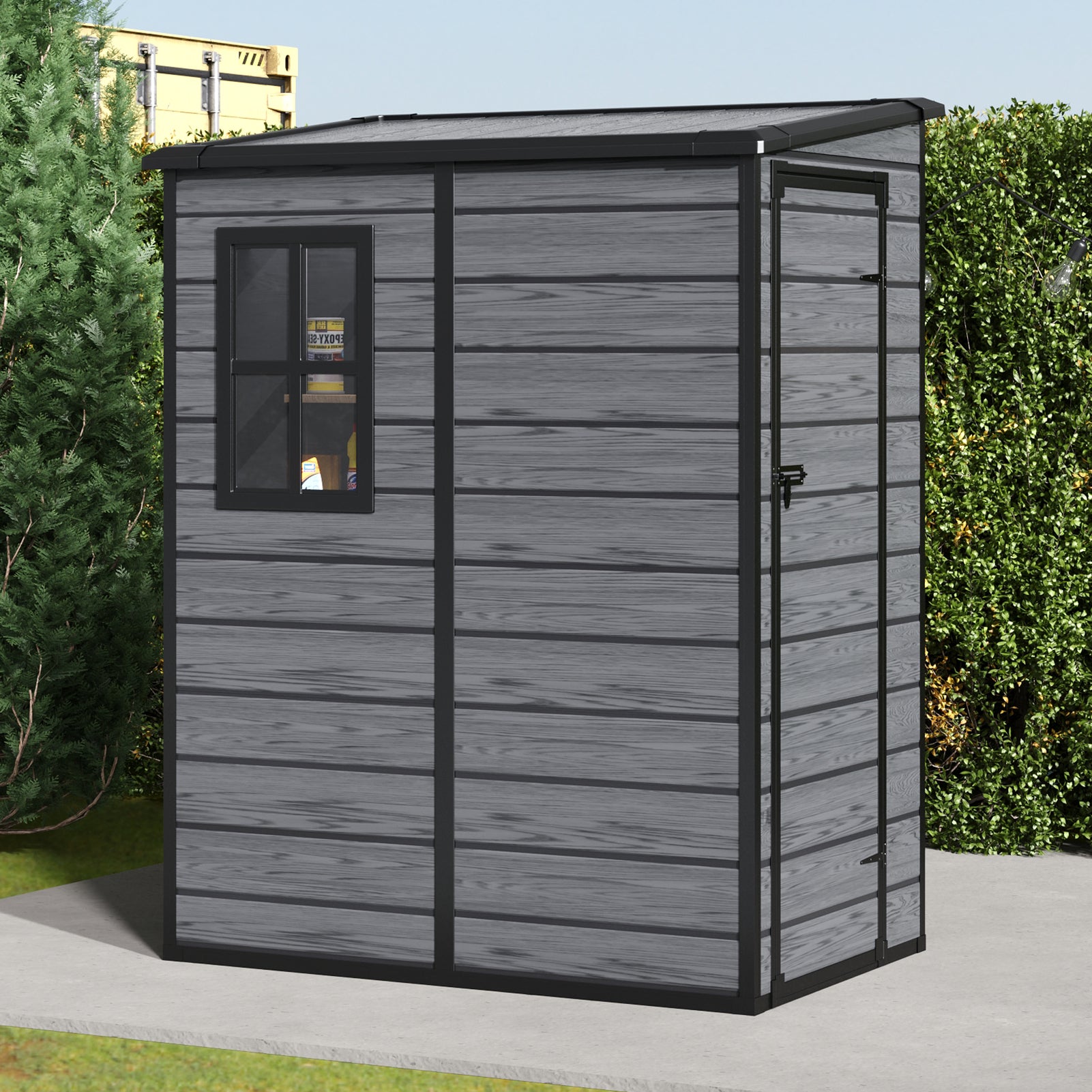 5x4ft Plastic Garden Storage Shed Weatherproof Outdoor Tool Shed