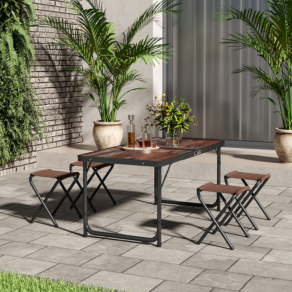 Foldable Camping Table with Stools in Outdoor Campsite Setting – Ideal for Picnics and BBQs