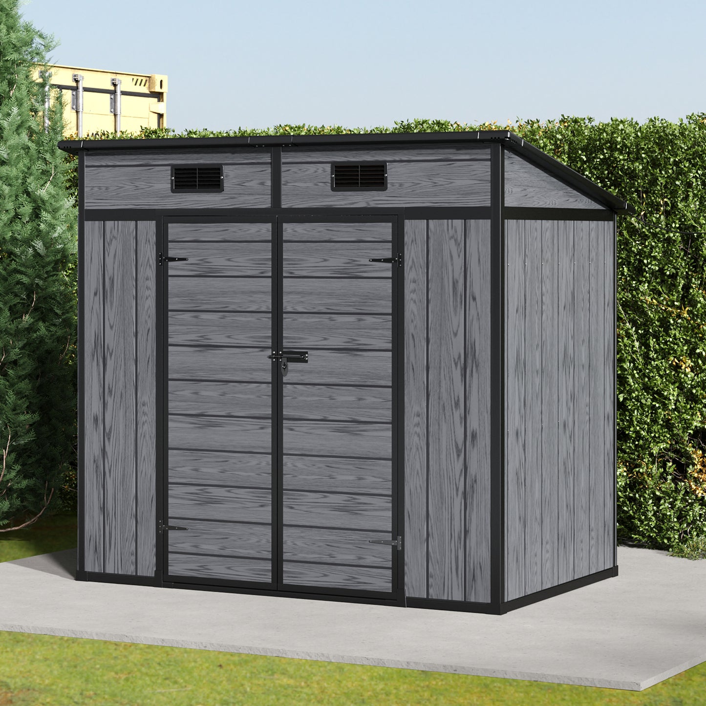 6/7x4ft Garden Storage Shed with Window Double Doors and Floor