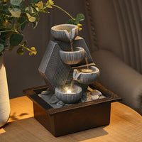 Tabletop Water Fountain with LED Light for Home Decor
