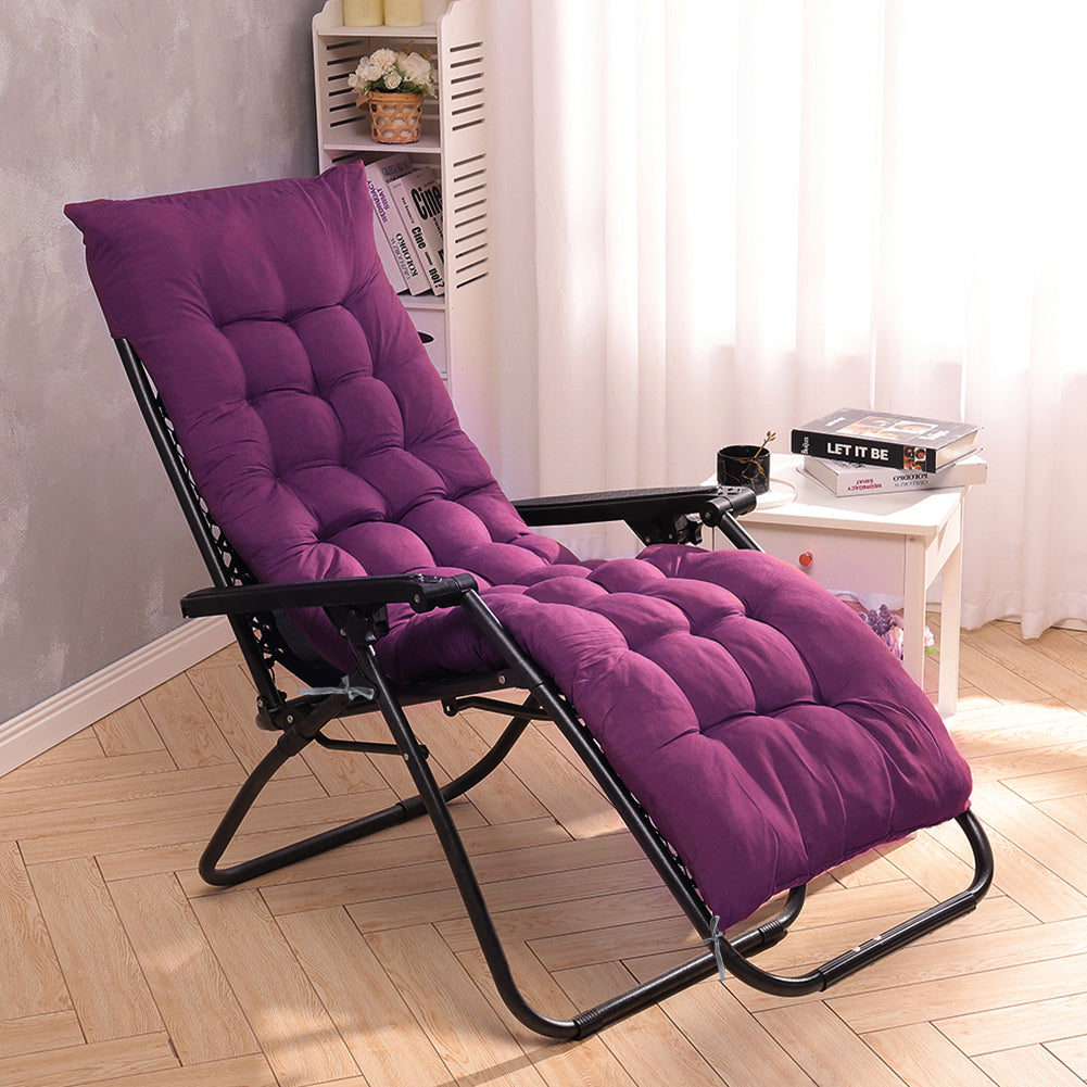 Purple Outdoor Seat Cushion on a garden chair in a beautiful outdoor setting, providing extra comfort