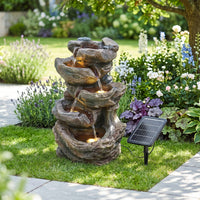Solar-Powered Water Fountain Tree Stump LED Gardening Decor