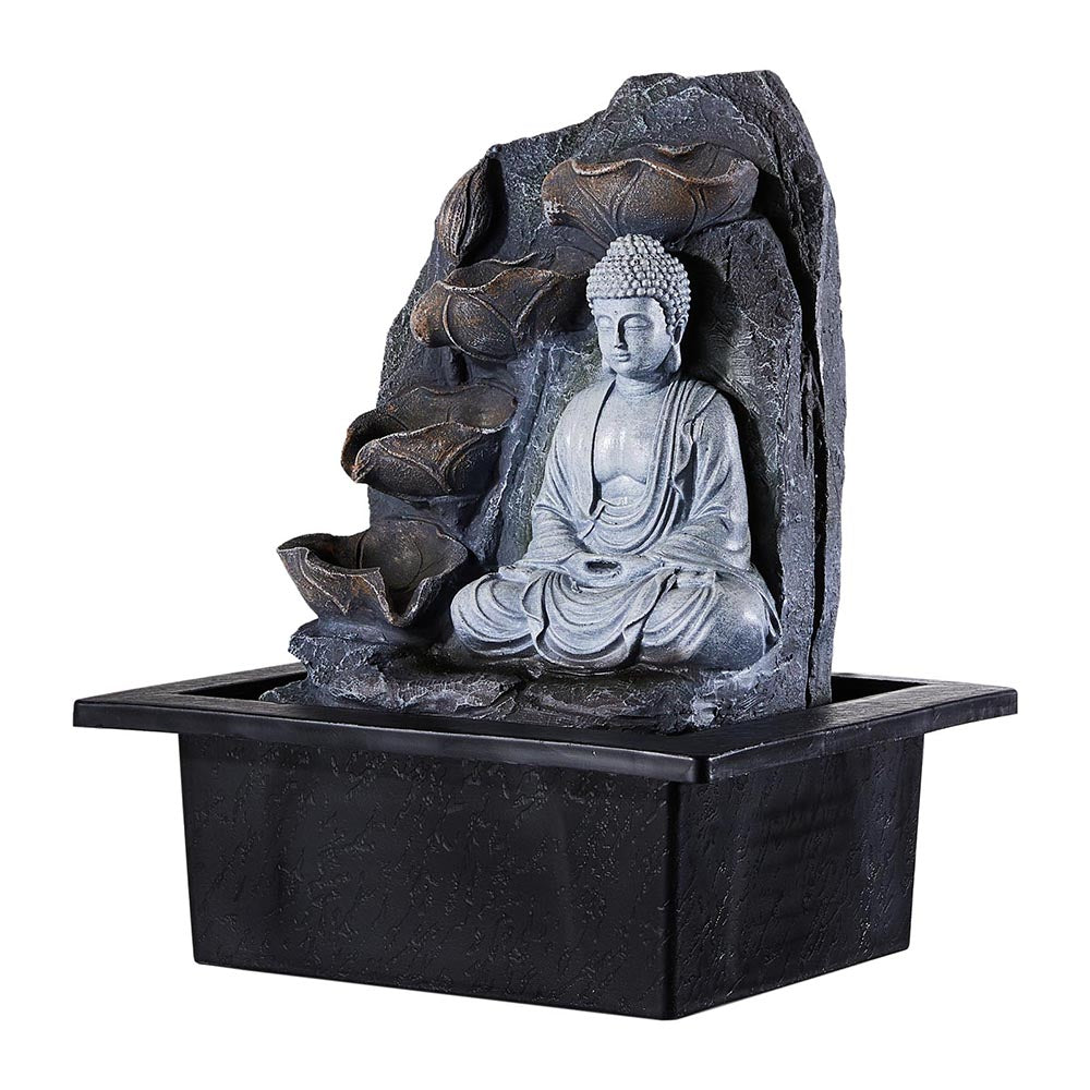 Buddha Tabletop Water Fountain Decor with LED Lights