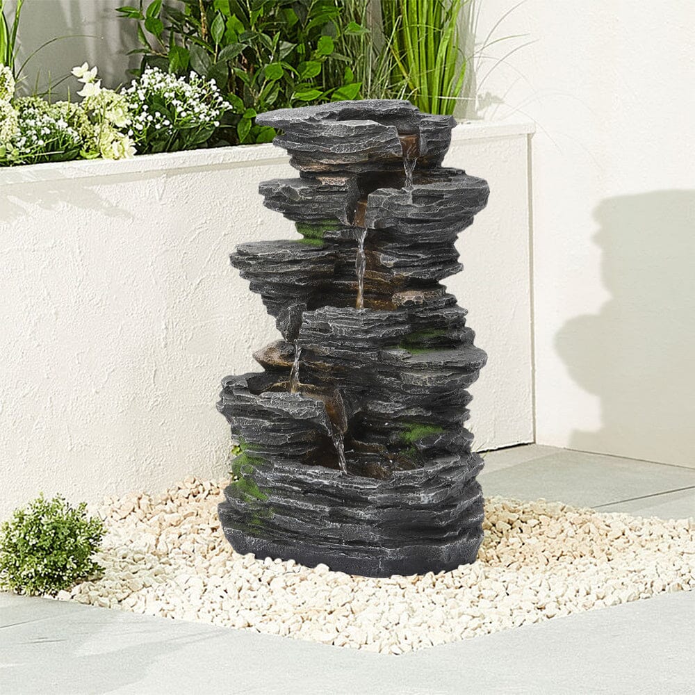 Outdoor Water Fountain Rockery Decor Solar-Powered Fountains Living and Home 