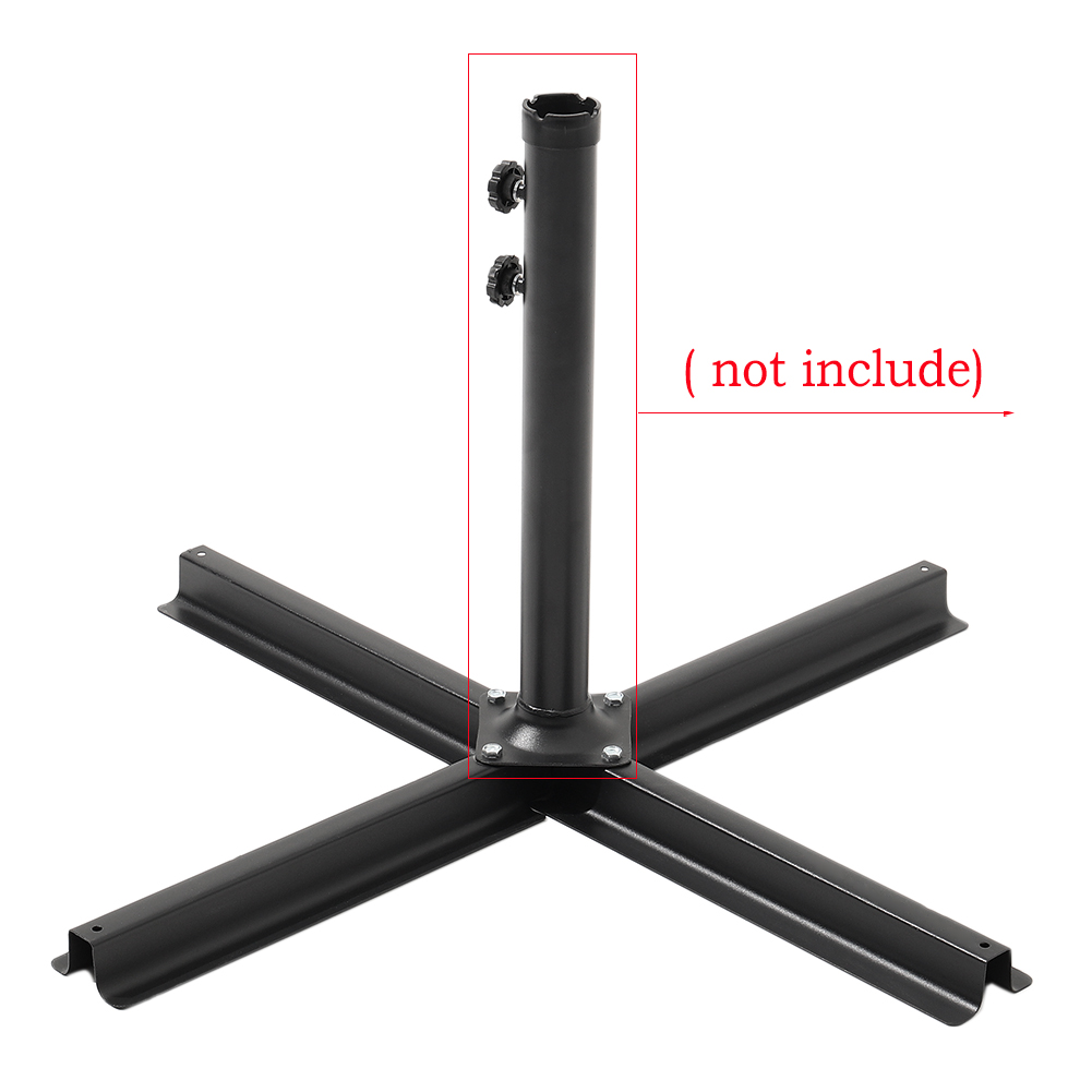 Black Metal Free Standing Parasol Umbrella Cross Base