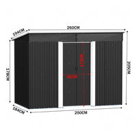 9x6ft outdoor metal shed with full exterior dimensions – perfect for backyard, patio, or side-yard storage planning