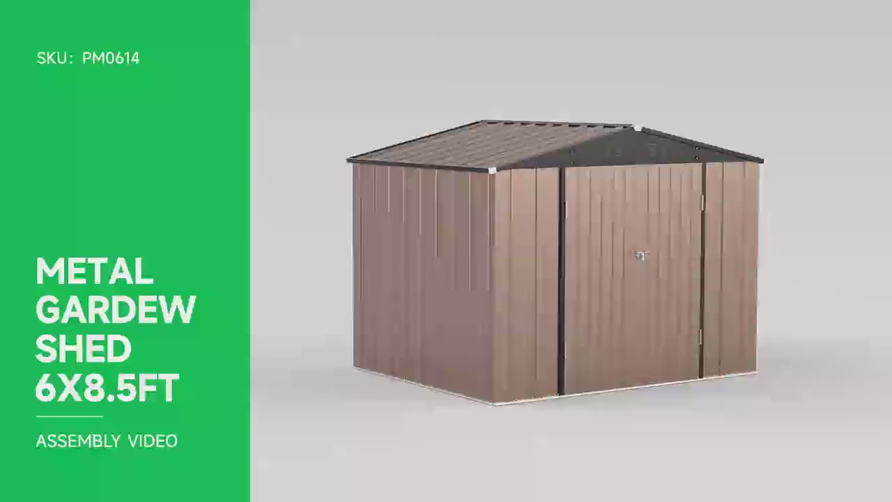 8x6ft garden shed assembly video - step-by-step installation of metal storage shed